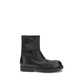 MM6 Black Leather Ankle Boots